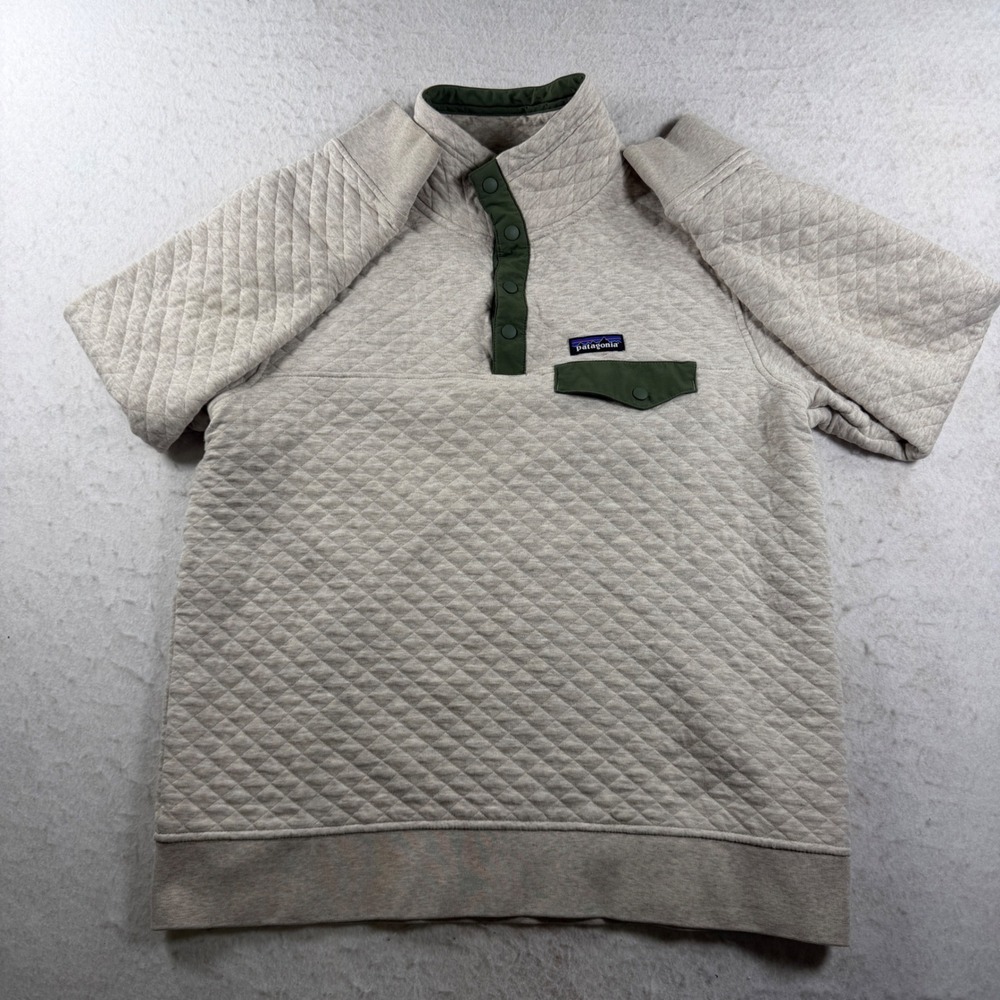 Patagonia Mens Cotton Quilt Snap-T Pullover Oatmeal Green Large 25371